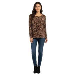 Nine West Women's Long Sleeve Animal Print Top